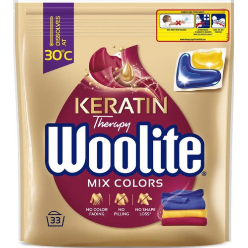 Капсули для прання Woolite для кольорових тканин з Кератином, 33 прання